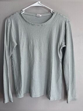 Lake Pima Cotton Long Sleeve Crewneck Short Striped Green White S